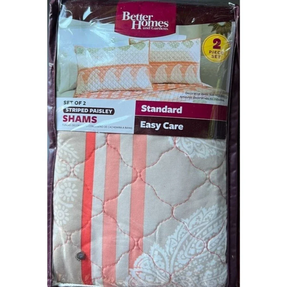 Better Homes and Gardens Striped Paisley Sham PAIR  20 x 28